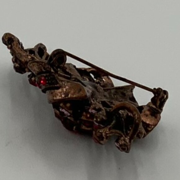 Floral and Bow Brooch Pin with Pink & Red Stones - Picture 7 of 7